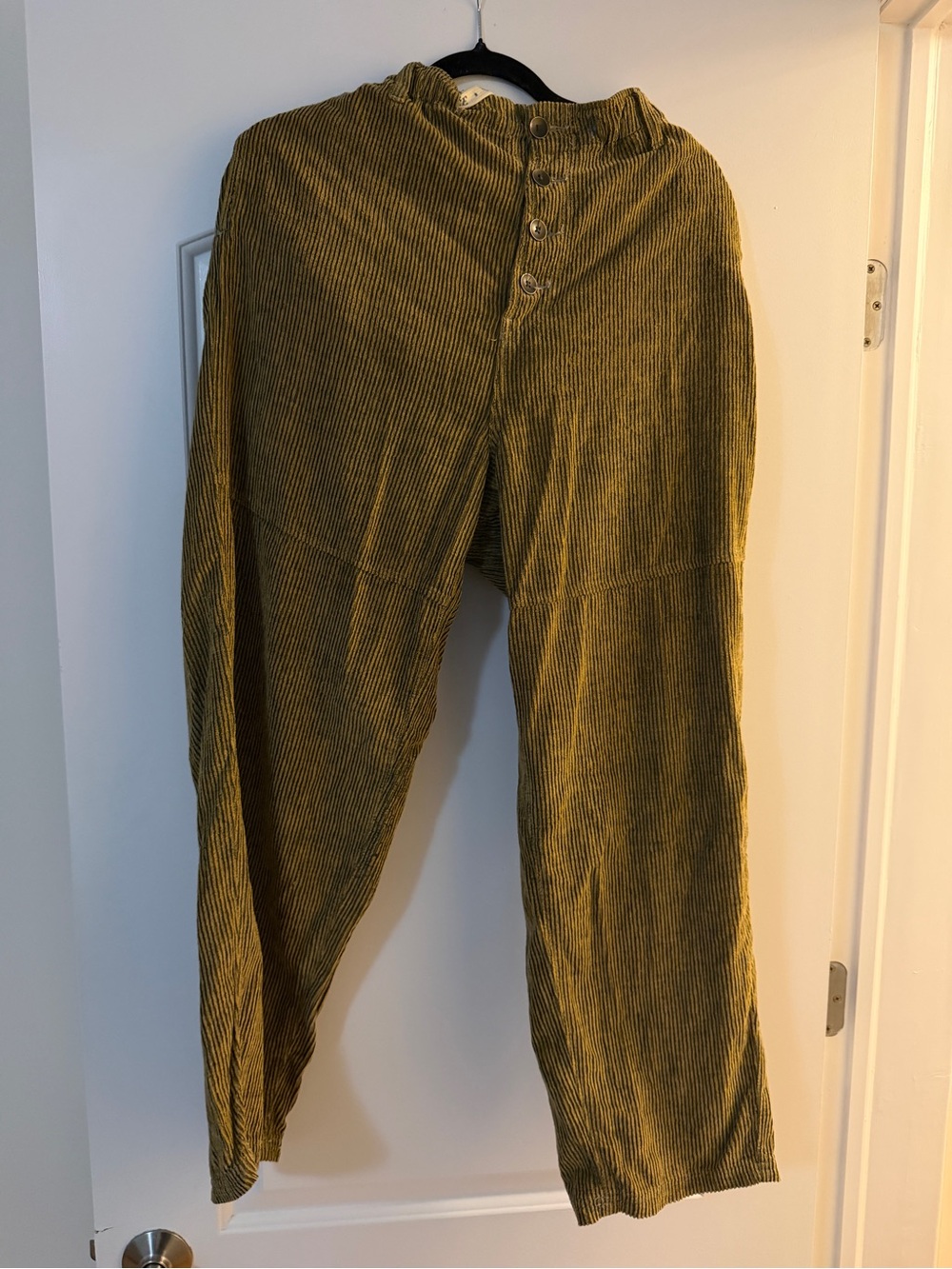 Free People Olive Green Corduroy Pants - Classic Button Fly
